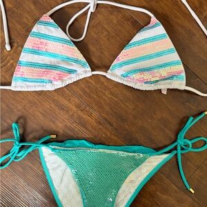 Victoria's Secret Bikini Top and Sequin bottom